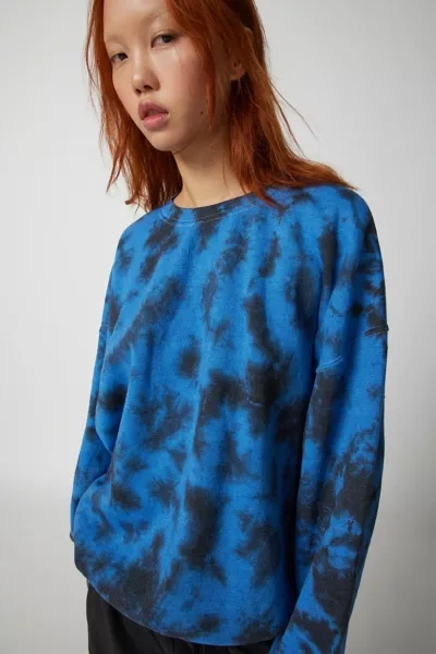 Shop Urban Renewal Remade Electric Mountain Tie-dye Crew Neck Sweatshirt In Blue, Women's At Urban Outfitters