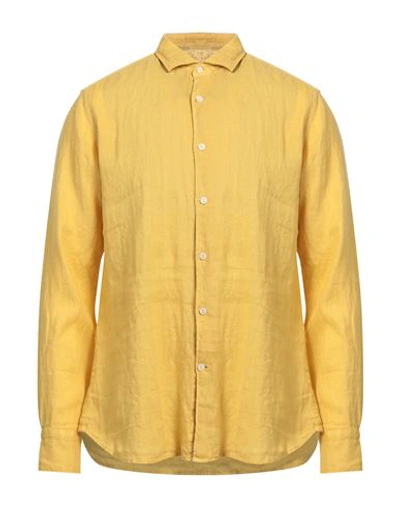 Shop Tintoria Mattei 954 Man Shirt Ocher Size 16 Linen, Cotton In Yellow