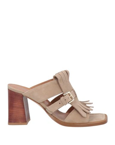 Shop Guglielmo Rotta Woman Sandals Khaki Size 6 Soft Leather In Beige