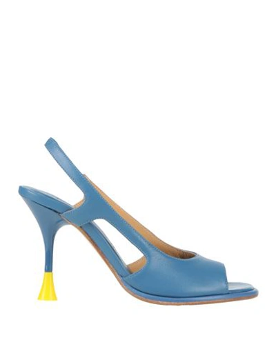 Shop Silvia Rossini Woman Sandals Pastel Blue Size 5 Leather