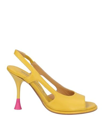 Shop Silvia Rossini Woman Sandals Yellow Size 7 Leather