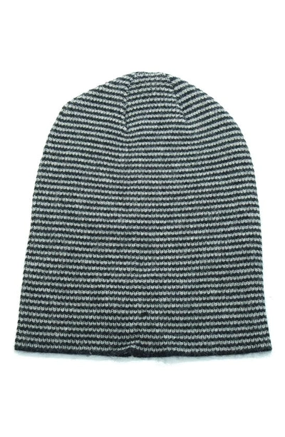 Shop Portolano Mini Stripe Slouchy Hat In Black/ Light Grey