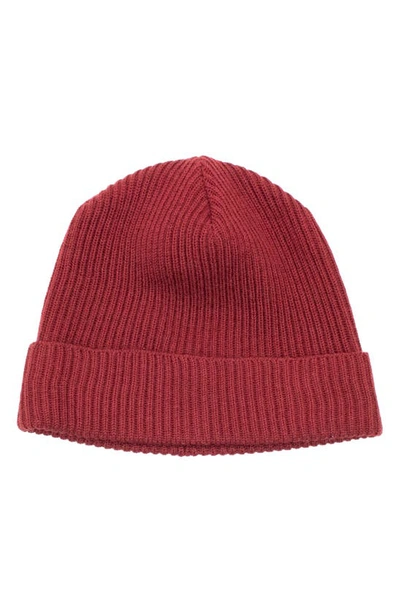 Shop Portolano Merino Wool Rib Cuff Beanie In Garnet