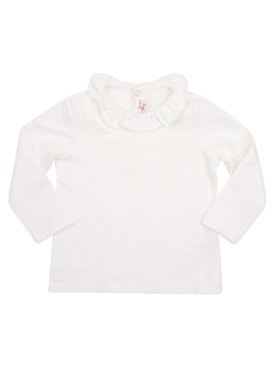 Shop Il Gufo Long Sleeved Ruffled Collar Blouse In White