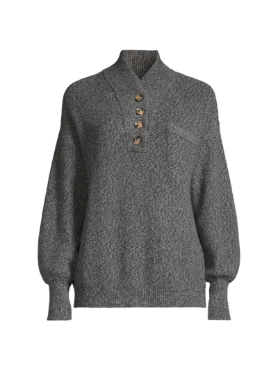 Shop Lunya Women's Cozy Cotton-blend Henley Sweater In Speckled Tinsel