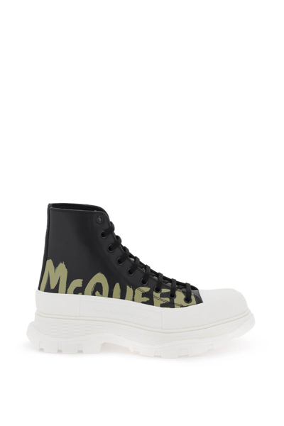 Shop Alexander Mcqueen 'tread Slick Graffiti' Ankle Boots In Multi-colored