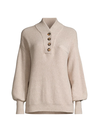 Shop Lunya Women's Cozy Cotton-blend Henley Sweater In Oat Marl