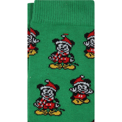 Shop Mc2 Saint Barth Green Socks For Boy With Micky Mouse