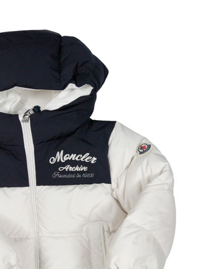 Shop Moncler Joe Down Jacket Padded In Real Two-tone White And Blue Goose Down With Hood And Zip Closure Welt Poc