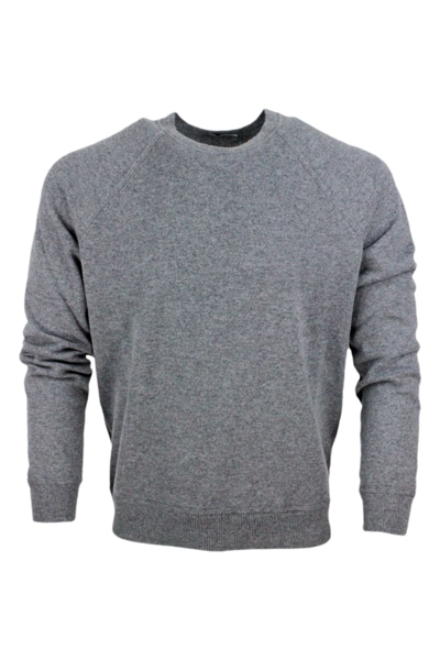 Shop Malo Long-sleeved Crewneck Sweater Cashmere In Grey