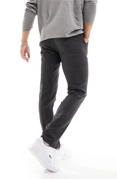 Shop Asos Design Slim Fit Smart Trousers In Charcoal