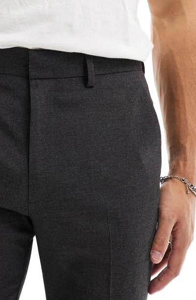 Shop Asos Design Slim Fit Smart Trousers In Charcoal