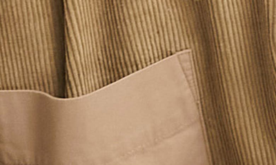 Shop Asos Design '90s Oversize Mixed Media Cotton Corduroy Button-up Shirt In Beige