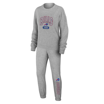 Shop Wear By Erin Andrews Heather Gray Buffalo Bills Knit Long Sleeve Tri-blend T-shirt & Pants Sleep Set