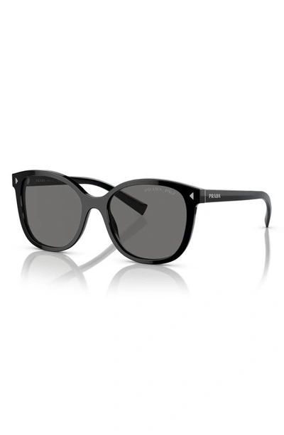 Shop Prada 55mm Polarized Square Sunglasses In Black