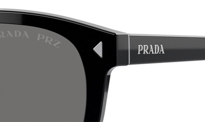 Shop Prada 55mm Polarized Square Sunglasses In Black