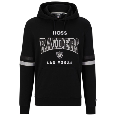 Shop Boss X Nfl Black/white Las Vegas Raiders Touchdown Pullover Hoodie