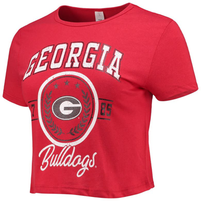 Shop Zoozatz Red Georgia Bulldogs Core Laurels Cropped T-shirt