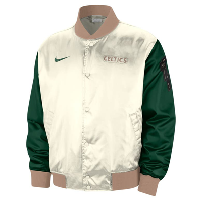 Shop Nike Cream Boston Celtics 2023/24 City Edition Courtside Premier Full-snap Bomber Jacket