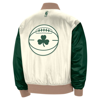 Shop Nike Cream Boston Celtics 2023/24 City Edition Courtside Premier Full-snap Bomber Jacket