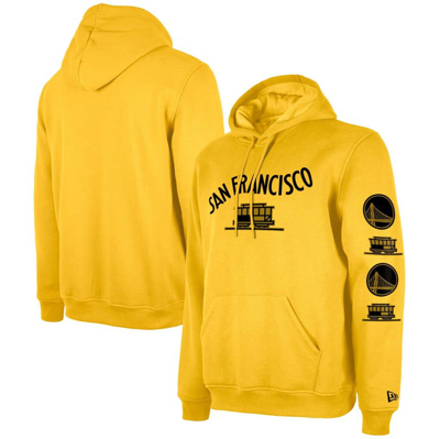 Shop New Era Gold Golden State Warriors 2023/24 City Edition Pullover Hoodie In Yellow