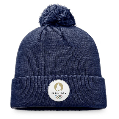 Shop Fanatics Branded Navy Paris 2024 Olympics Cuffed Knit Hat With Pom