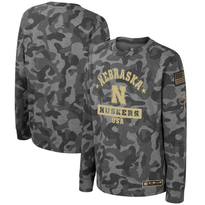 Shop Colosseum Youth  Camo Nebraska Huskers Oht Military Appreciation Dark Star Long Sleeve T-shirt
