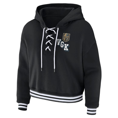 Shop Wear By Erin Andrews Black Vegas Golden Knights Lace-up Pullover Hoodie