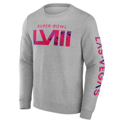 Shop Fanatics Branded Gray Super Bowl Lviii Marble Wordmark Fleece Crew Sweatshirt