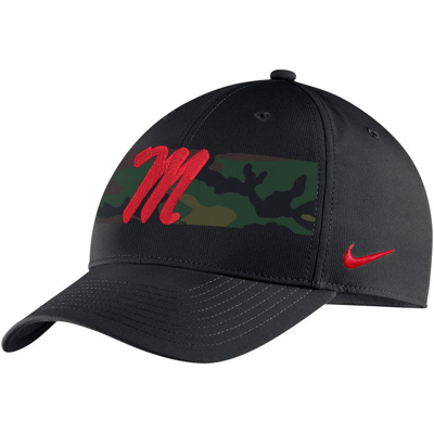 Shop Nike Black Ole Miss Rebels Military Pack Camo Legacy91 Adjustable Hat