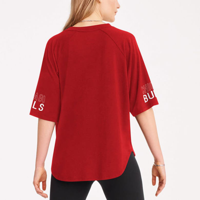 Shop Dkny Sport Red Chicago Bulls Diana Raglan Tri-blend Oversized T-shirt