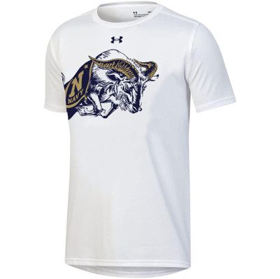 Shop Under Armour Youth  White Navy Midshipmen Gameday Oversized Logo Performance T-shirt