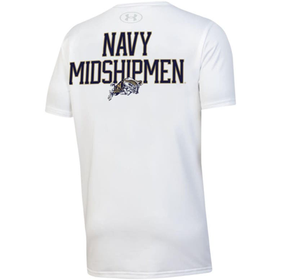Shop Under Armour Youth  White Navy Midshipmen Gameday Oversized Logo Performance T-shirt