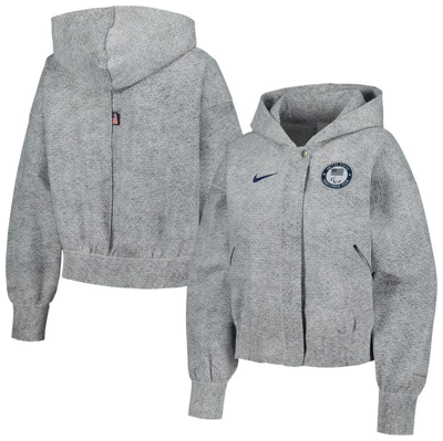 Shop Nike Gray U.s. Paralympics 2024 Paralympics Media Day Oversized Cropped Performance Full-zip Hoodie