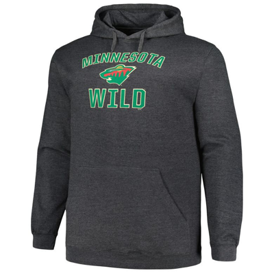 Shop Profile Heather Charcoal Minnesota Wild Big & Tall Arch Over Logo Pullover Hoodie
