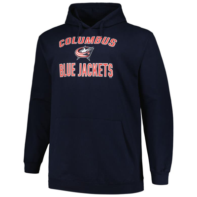 Shop Profile Navy Columbus Blue Jackets Big & Tall Arch Over Logo Pullover Hoodie