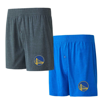 Shop Concepts Sport Royal/charcoal Golden State Warriors Two-pack Jersey-knit Boxer Set