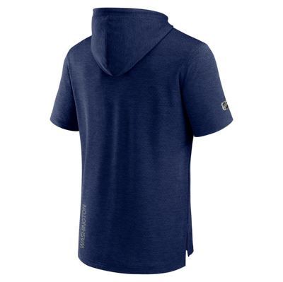 Shop Fanatics Branded  Heather Navy Washington Capitals Authentic Pro Short Sleeve Pullover Hoodie