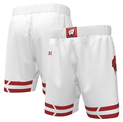 Shop Under Armour Red Wisconsin Badgers Replica Basketball Shorts In White