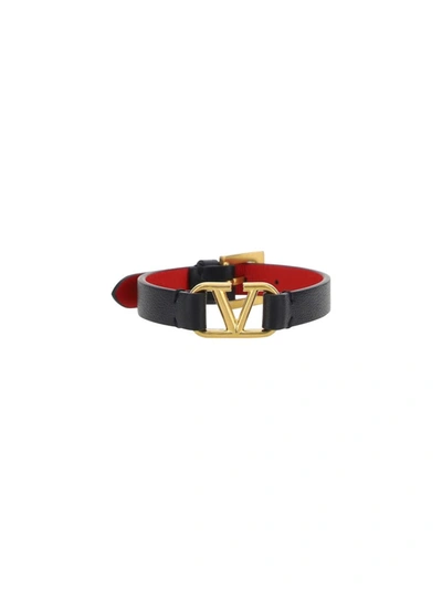 Shop Valentino Garavani Bracelets In Nero/rouge Pur