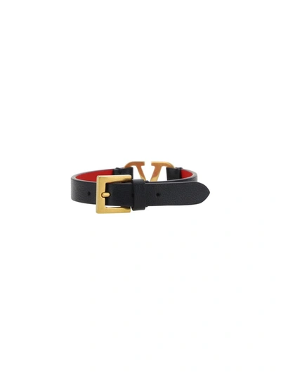 Shop Valentino Garavani Bracelets In Nero/rouge Pur