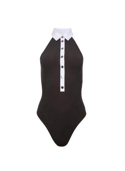 Shop Fleur Du Mal High Collar Bodysuit In Black