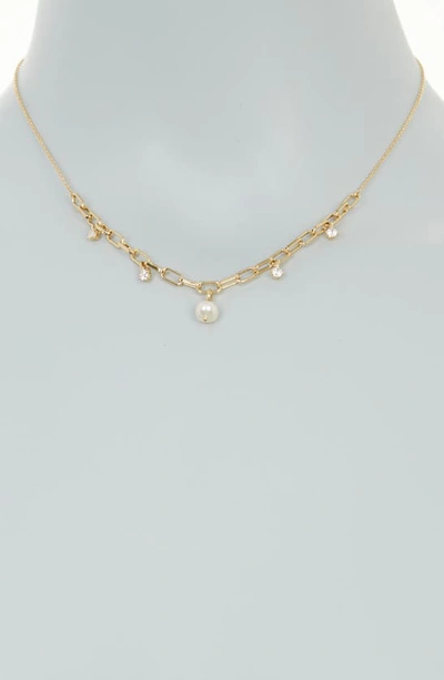 Shop Ajoa Pearl & Cubic Zirconia Necklace In Gold
