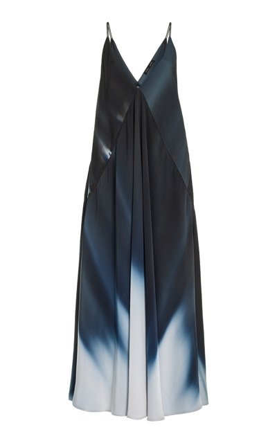Shop Proenza Schouler Torres Printed Gabardine Maxi Dress In Navy