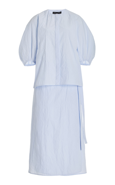 Shop Proenza Schouler Alicia Crinkled Cotton-blend Gabardine Midi Dress In Blue