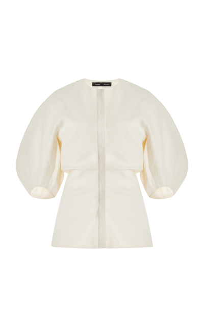 Shop Proenza Schouler Reagan Puff Sleeve Eco-linen-blend Top In White