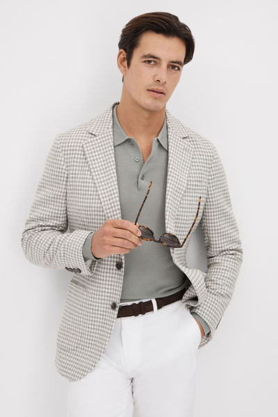 Reiss Soft Grey Slim Fit Wool Blend Single Breasted Blazer In Soft Grey