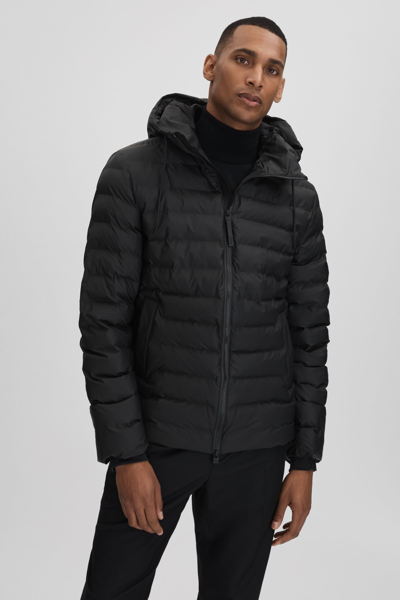 Shop Rains Hooded Puffer Jacket In Black