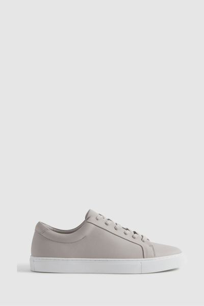 Shop Reiss Luca - Light Grey Grained Leather Trainers, Uk 7 Eu 41