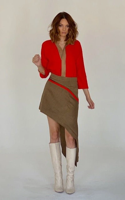 Shop Lahive Agapi Asymmetrical Skirt In Brown